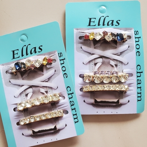 NEW 2 Sets Crystal Shoelace Shoe Charm - Picture 5 of 12